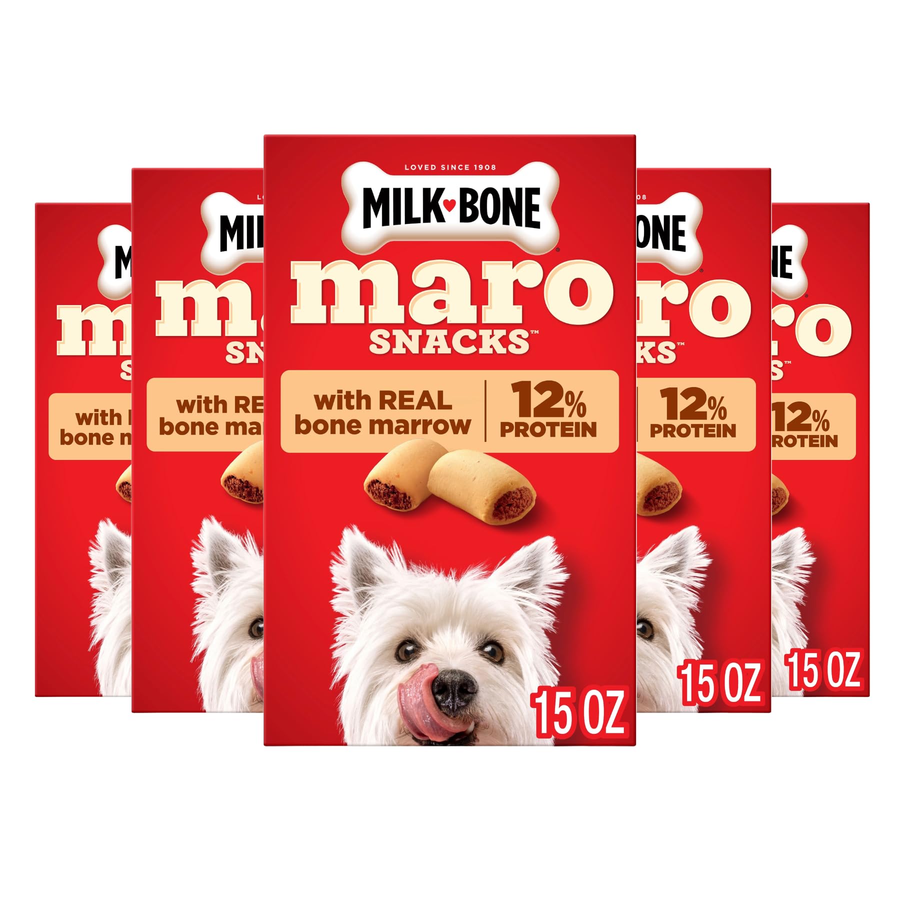 Milk-Bone MaroSnacks Small Dog Treats with Real Bone Marrow, 6 Boxes