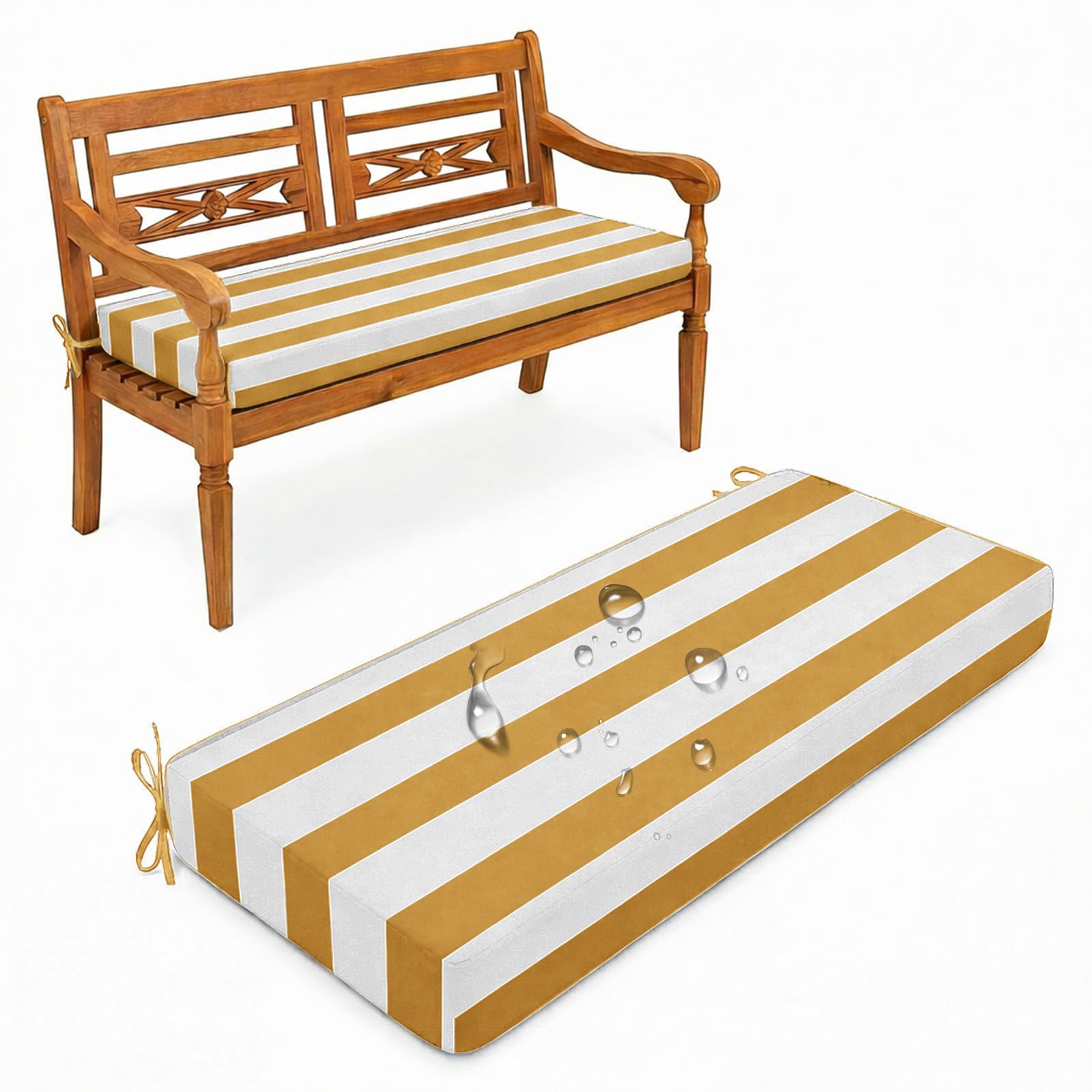 Aocase Outdoor Bench Cushion - 120cm/150cm/100cm/90cm x 35cm/30cm, Non-Slip Washable Cover, Zippered Removable, High-Resilience Foam,for Garden Benches, Bay Windows, Long Chairs,N03,155x30cm — image 1