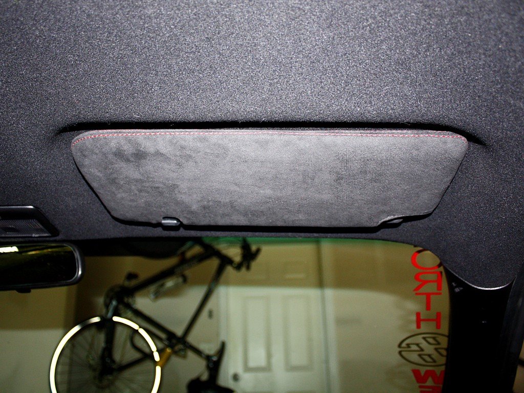 RedlineGoods Sun Visor Covers Compatible with Scion FR-S 2012-16. Tailor Made - not Universal. Genuine top-Grade Italian Black Suede (Alcantara) with Silver Thread