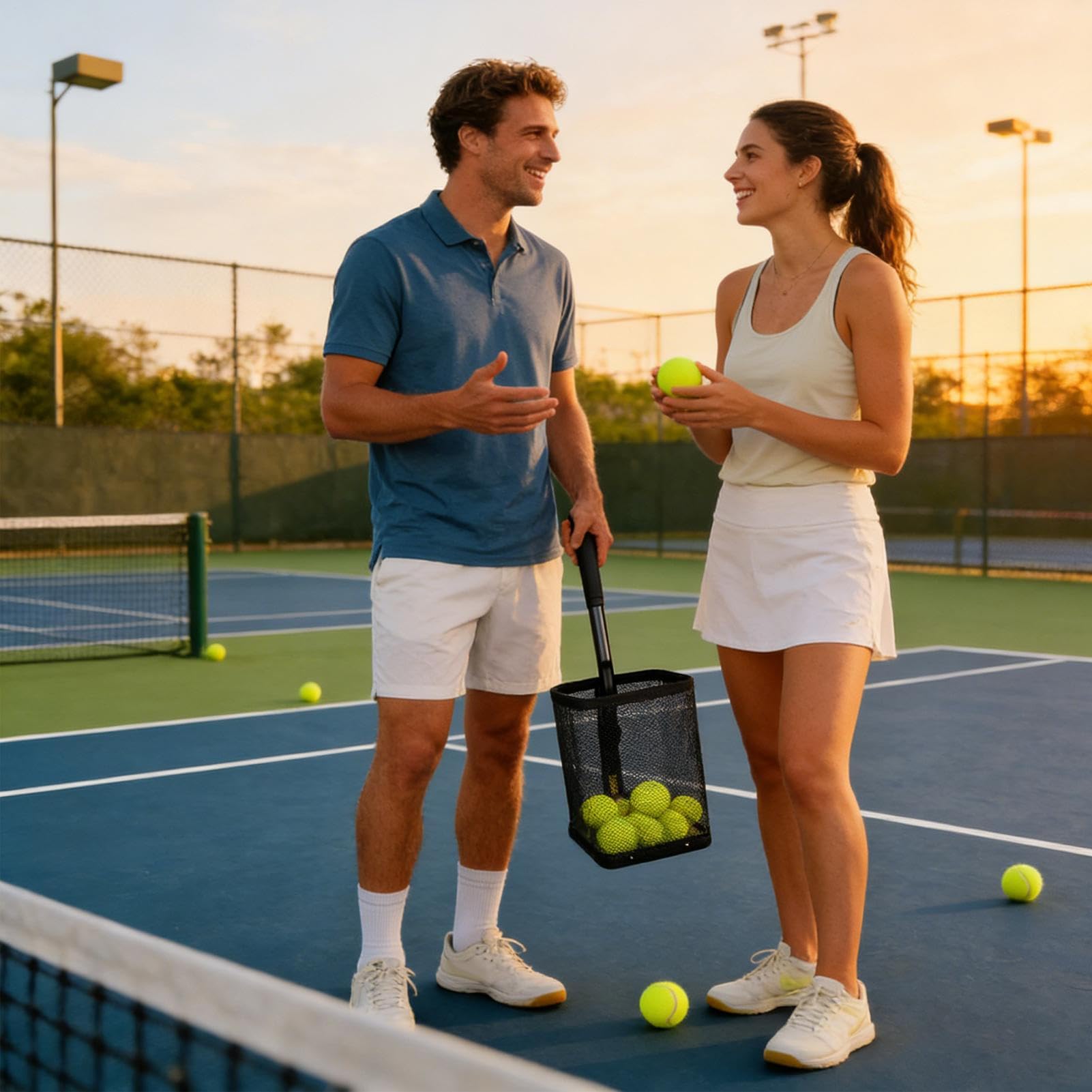 Zbieracz do Pickleballa - Wygodny, regulowany uchwyt - Pojemnik na piłki tenisowe, idealny do pickleballa,Dla Mężczyzn Kobiet Chłopców Dziewcząt Młodzieży Sportowców Rowerzystów Golfistów Hala
