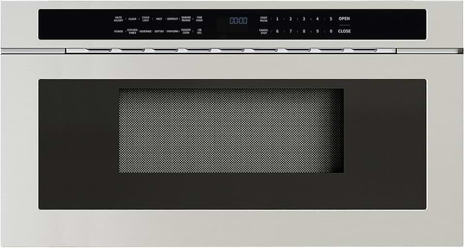 Zephyr 30 inch Built In Drawer Microwave Oven Under Cabinet - Integrated, Wall Mount, Under Counter Pull Out Microwave Drawer 1.2 cu ft, Preset Cooking Options, Easy Clean Coating, 1000W