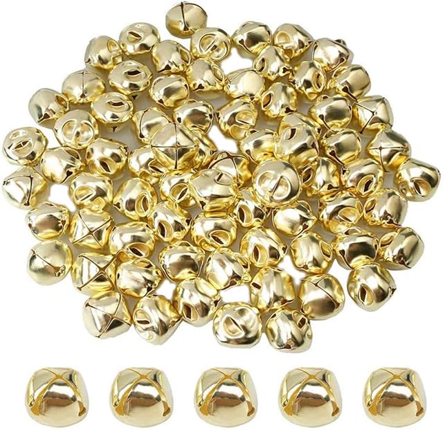Moscare 100 Pieces 25mm Jingle Bells for DIY Crafts,Christmas Deco (Gold)