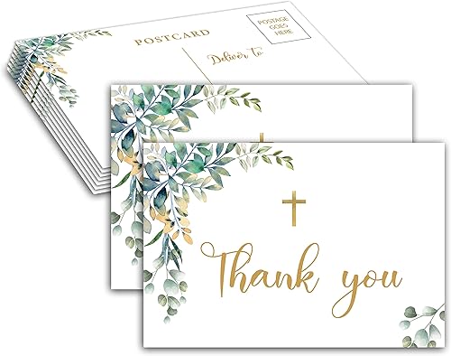 Tarjetas de agradecimiento de bautismo, tarjeta de agradecimiento para baby shower, lámina dorada, celebración de ceremonia de bautizo religiosa de