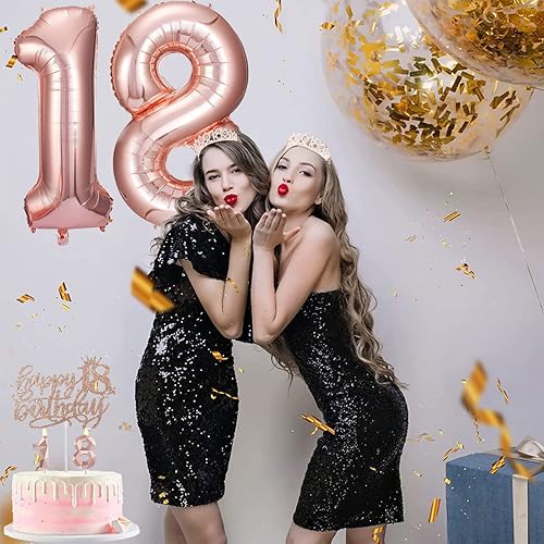 Miniatura 5 de 8 decoraciones de cumpleaños número 18 para niñas, incluyendo adornos para tartas de feliz cumpleaños, banda de reina de cumpleaños con alfiler de