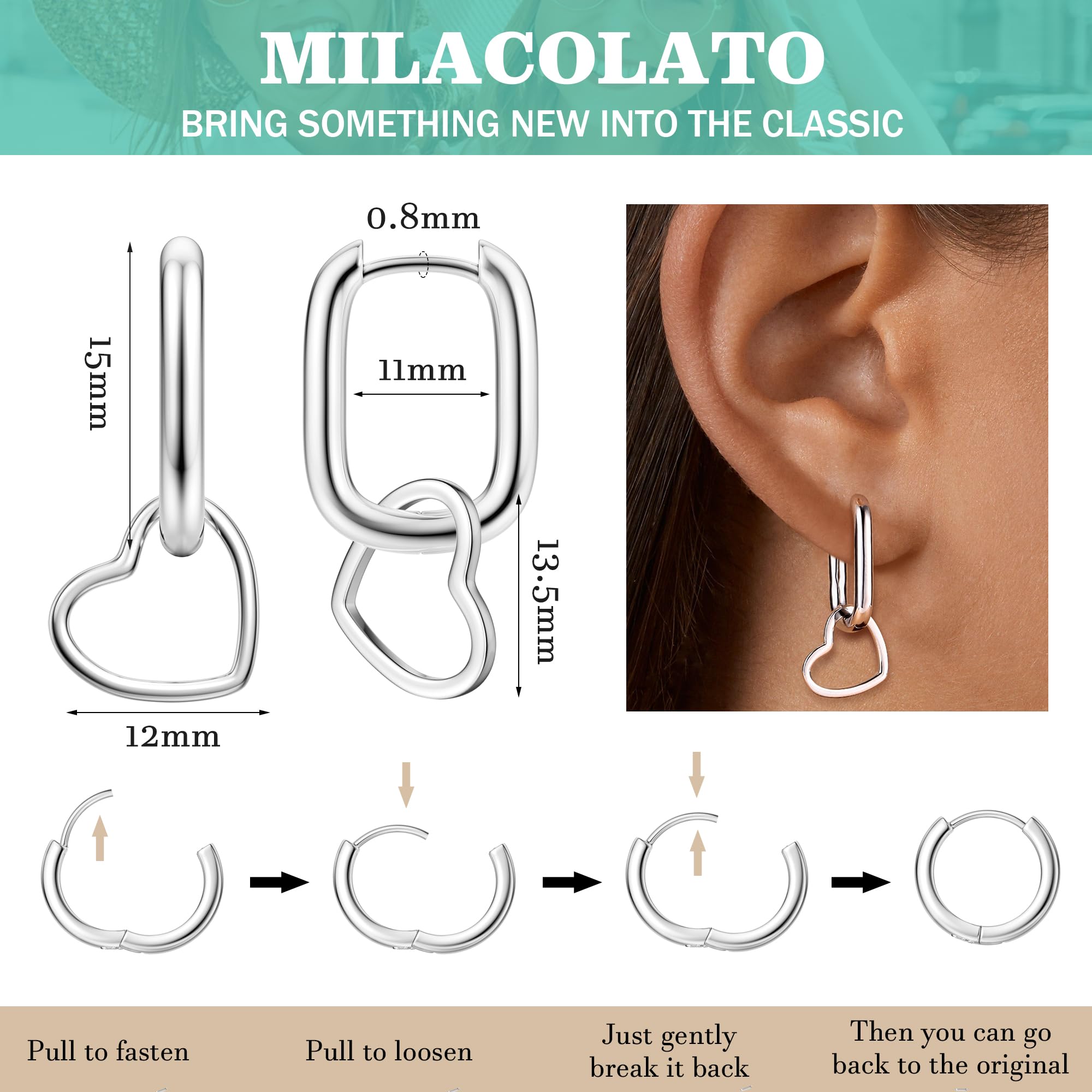 Orecchini a Cerchio in Argento per Donne Ragazze Ape Ciondola Cerchio Pendenti Ipoallergenico Goccia Huggie Piccola Piccola Stella Cuore Dormiente Orecchini Carini per Donne