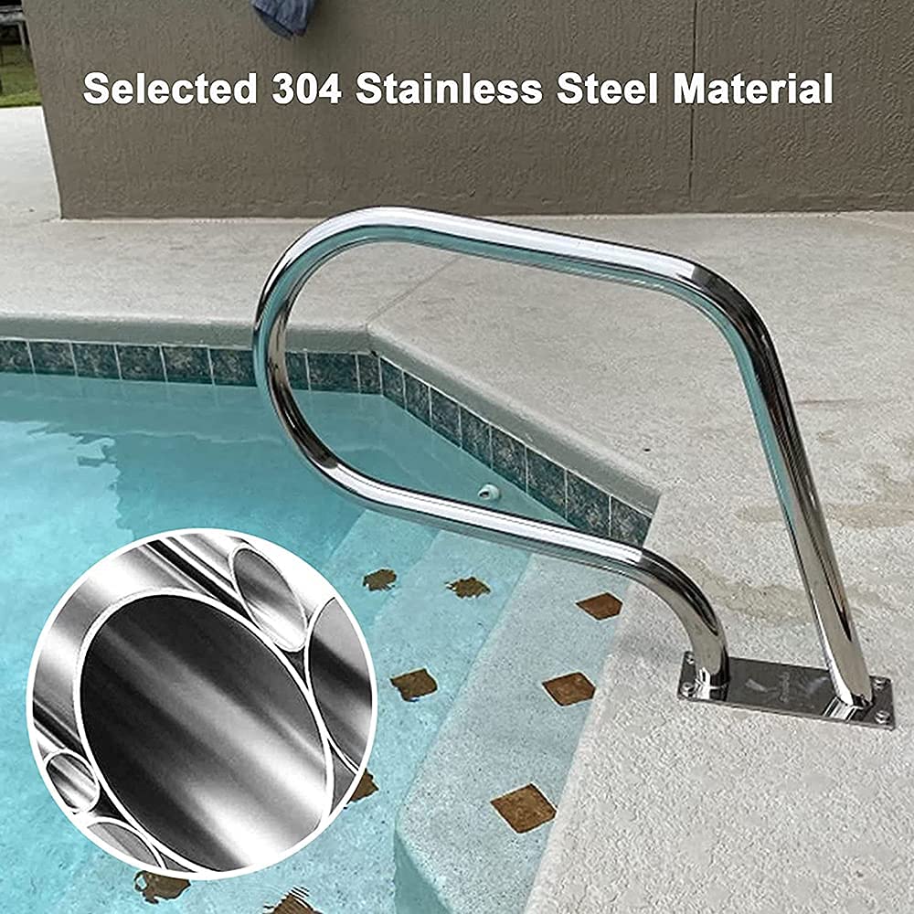 Barandilla para Piscina, Barandillas de Seguridad Barandilla para Piscina, Escalera Dearre para Piscina Deo Inoxidable 304 de 3 Curvas, 81X57 cm