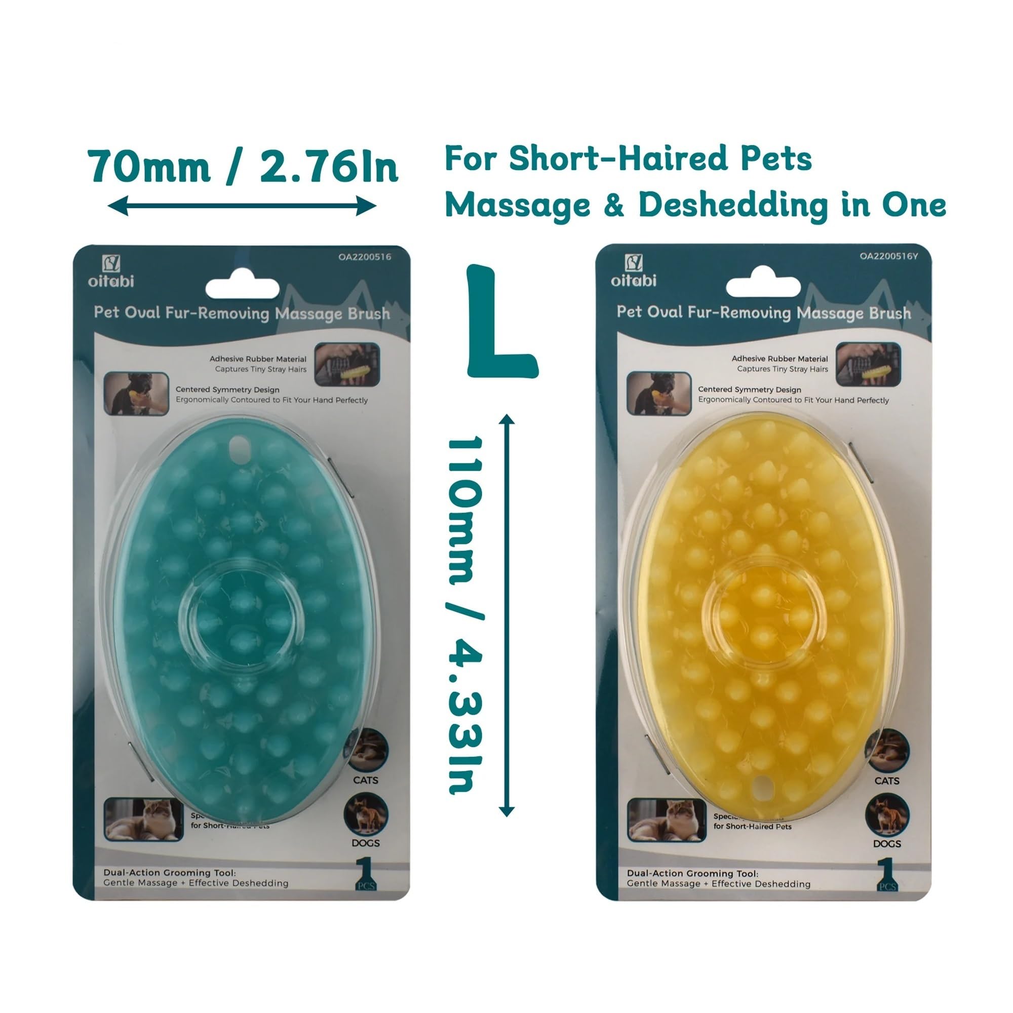2 piezas Oitabi cepillo de cuidado for mascotas de goma suave(Yellow and Blue 2PCS)