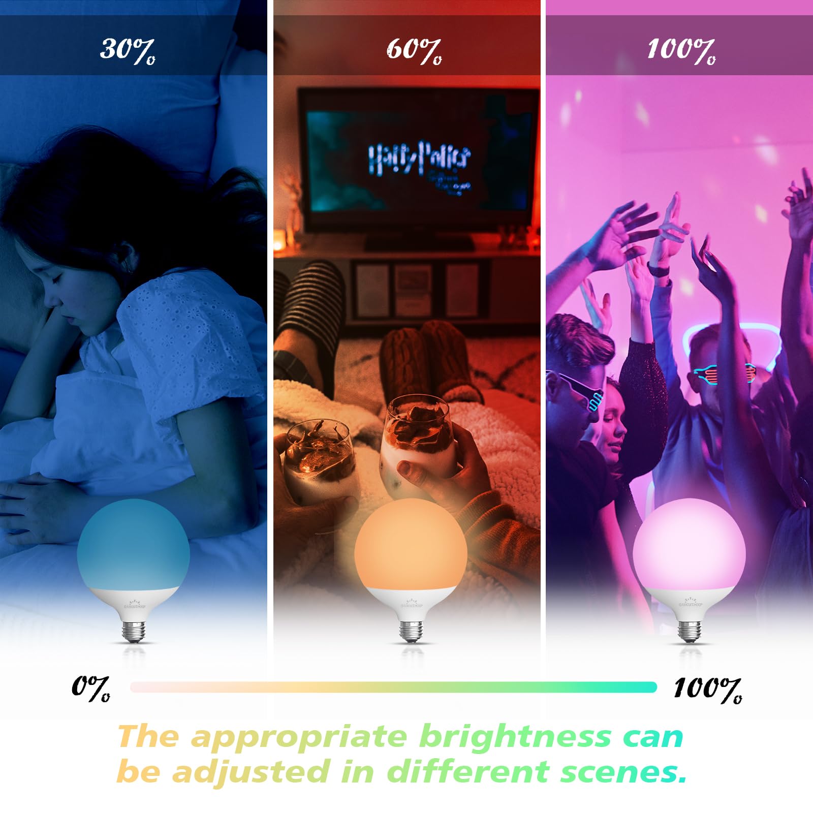 Ampoule E27 Led, Ampoules Led 15W équivalente à 150 W, Compatible Avec L'application Mobile et la Télécommande, Disponibles en Millions de Couleurs et en Plusieurs Modes Dynamiques