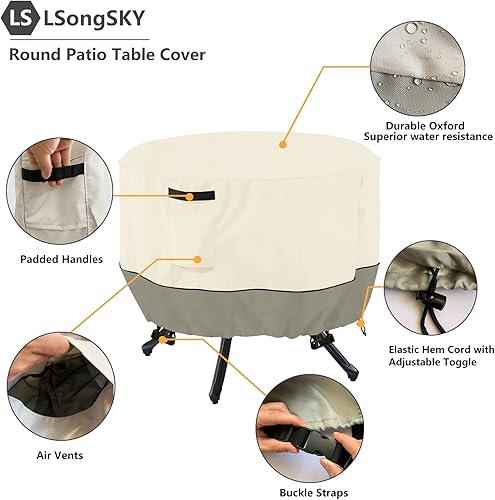 Miniatura 101 de Funda para mesa auxiliar para exteriores, impermeable, rectangular, para patio, pequeña, 36 x 24 x 16 pulgadas, fundas rectangulares impermeables