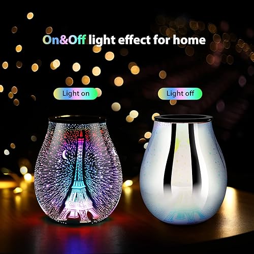 Miniatura 23 de Calentador eléctrico de cera con aroma de alas de ángel 3D con luz LED de 7 colores cambiantes, calefacción PTC, bandeja de silicona extraíble