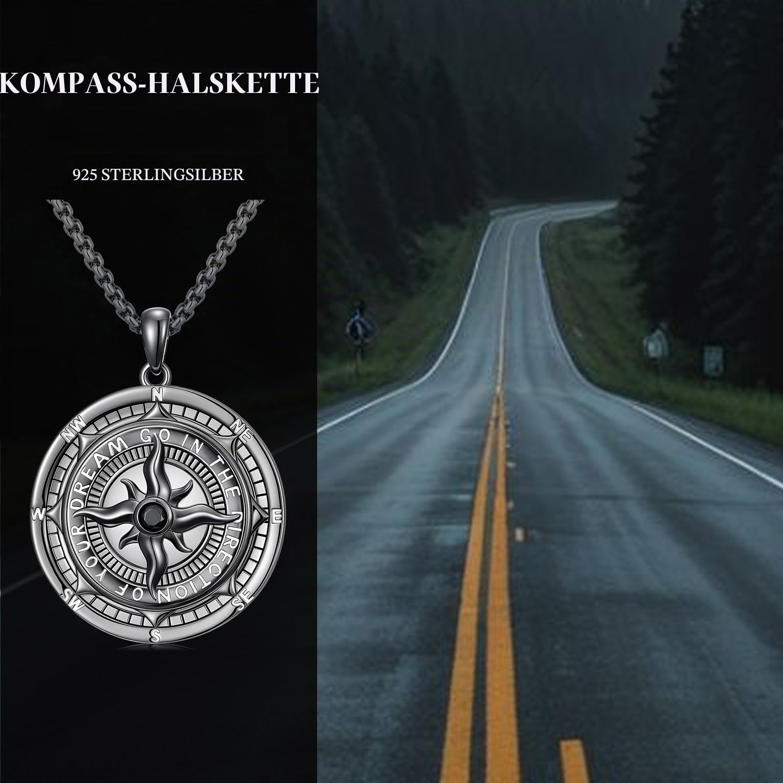 925 Sterling Silber Kompass Schmuck Kompass Halskette Gehen Sie in die Richtung Ihres Traums Abschluss Schmuck für Abschlusssaison Für den Freund oder die Freundin