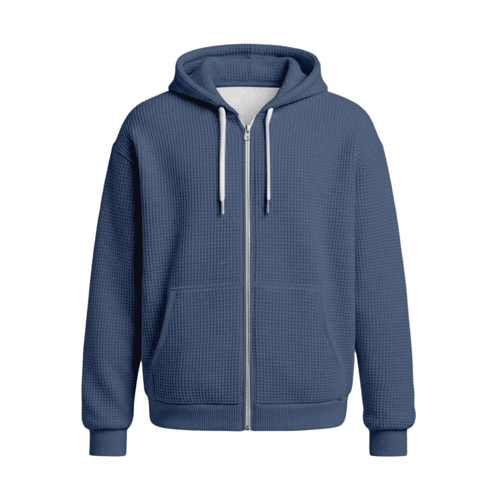 Jogginganzug Herren Waffel Reißverschluss Hoodie Herren 2 Teiler Set Hose