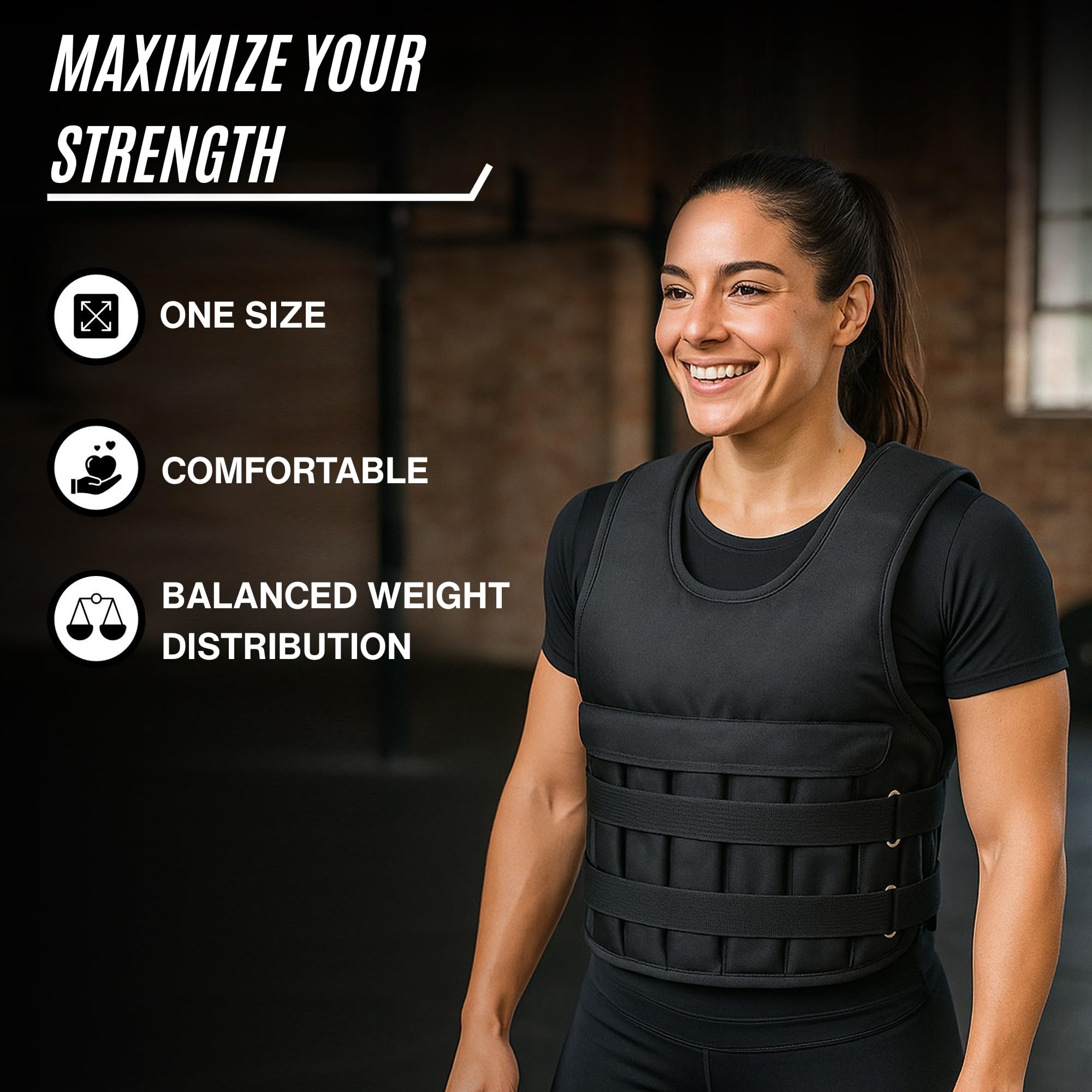 Gilet Lesté 20kg pour Homme et Femme, Gilet de Poids Réglable pour Musculation, Calisthénie et CrossFit, Gilet de Course avec Poids, Design Ergonomique et Respirant (Noir)