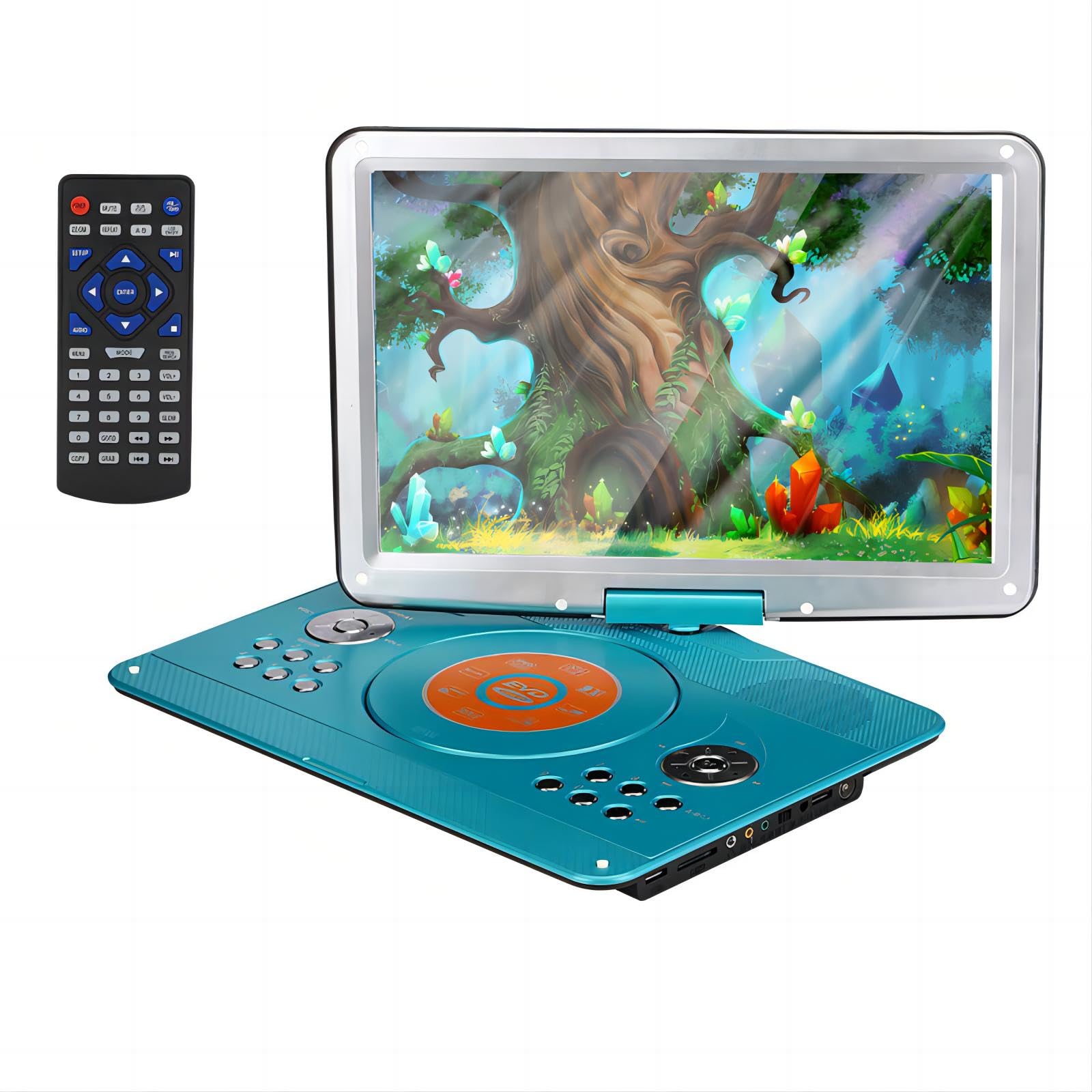 YOOHOO Lecteur DVD Portable de 16,9" avec écran LCD HD de 14,1" avec contrôleur Haute résolution Batterie Rechargeable Grand écran Lecteur DVD pour Voiture (Vert)