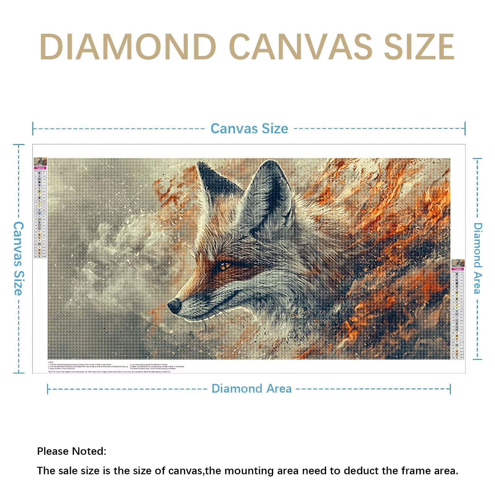 Diamond Painting Adultos Animal Pintura Diamante, Zorro Diamond Painting 5D Completo, DIY Cuadrado Bordado Punto de Cruz Cuadros de Diamantes Kit para Decoracion Hogar, Regalo Mujer 160x80cm 0J-838