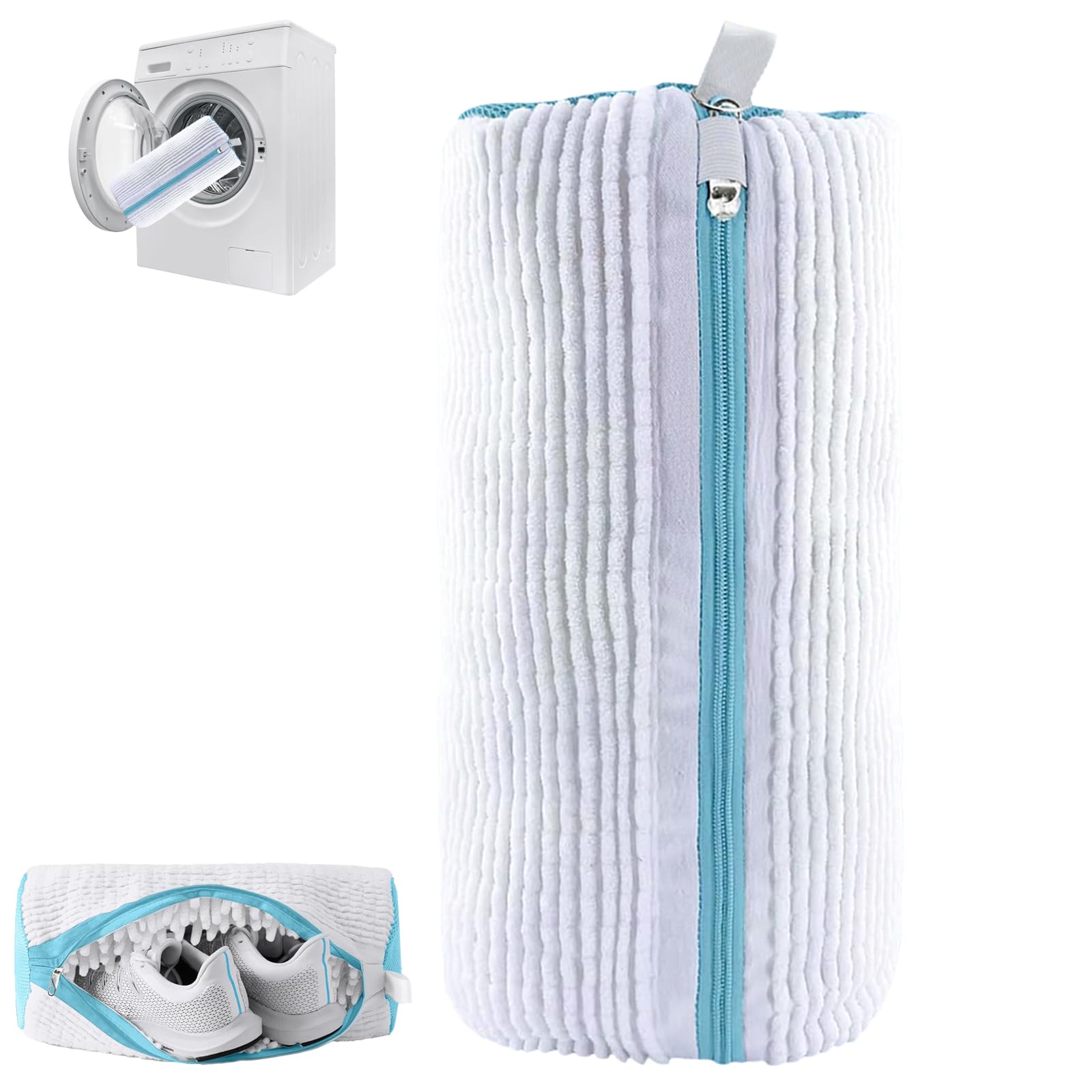 Shoe Washing Bag for Washing Machine,Fluffy Fibers Keep 360° Wrap-around Cleaning for All Types Shoe And Sizes,Laundry Shoe Bag for Washer and Dryer,