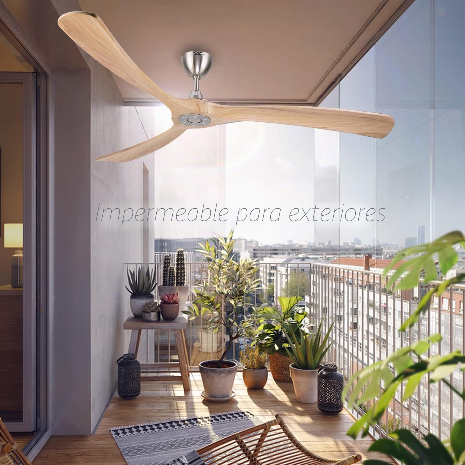 Ovlaim 183 cm Ventilador de techo con alas de madera sin iluminación