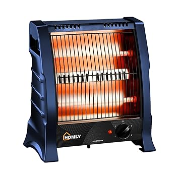 Homly Ritz 800 Watts Halogen Room Heater with Dual Heating Tubes | ISI Approved | Dual Heating Settings For 400W & 800 W | Cool Touch Shockproof Body with High Thermal Protection - Blue