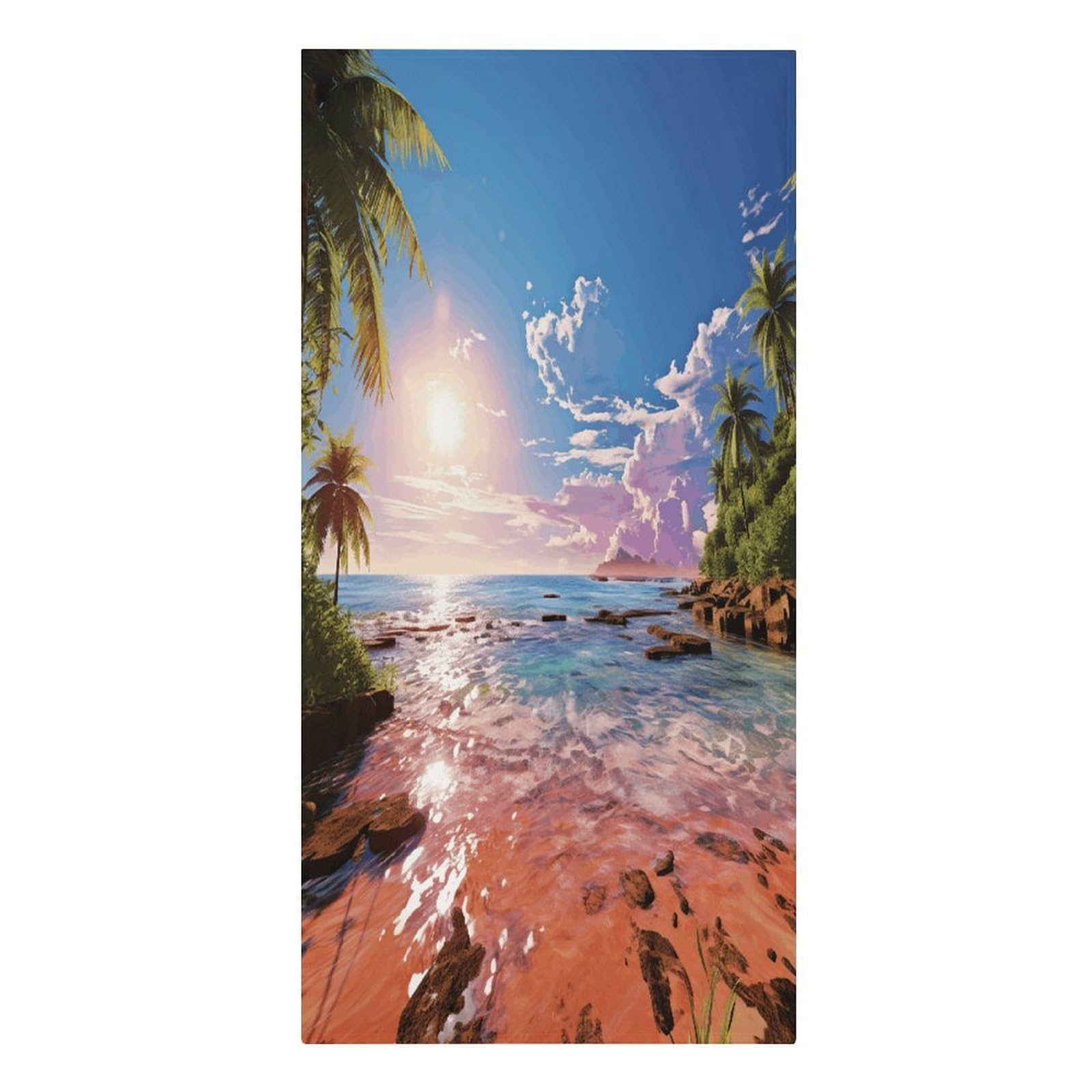 VstaDank Summer Beach with Palm Trees Beach Towel Microfiber Oversized Beach Blanket Super Absorbent Soft Pool Bath Towel Sand Free Quick Dry Travel Towels Gifts for Yoga Sports Adults 30" X 61"