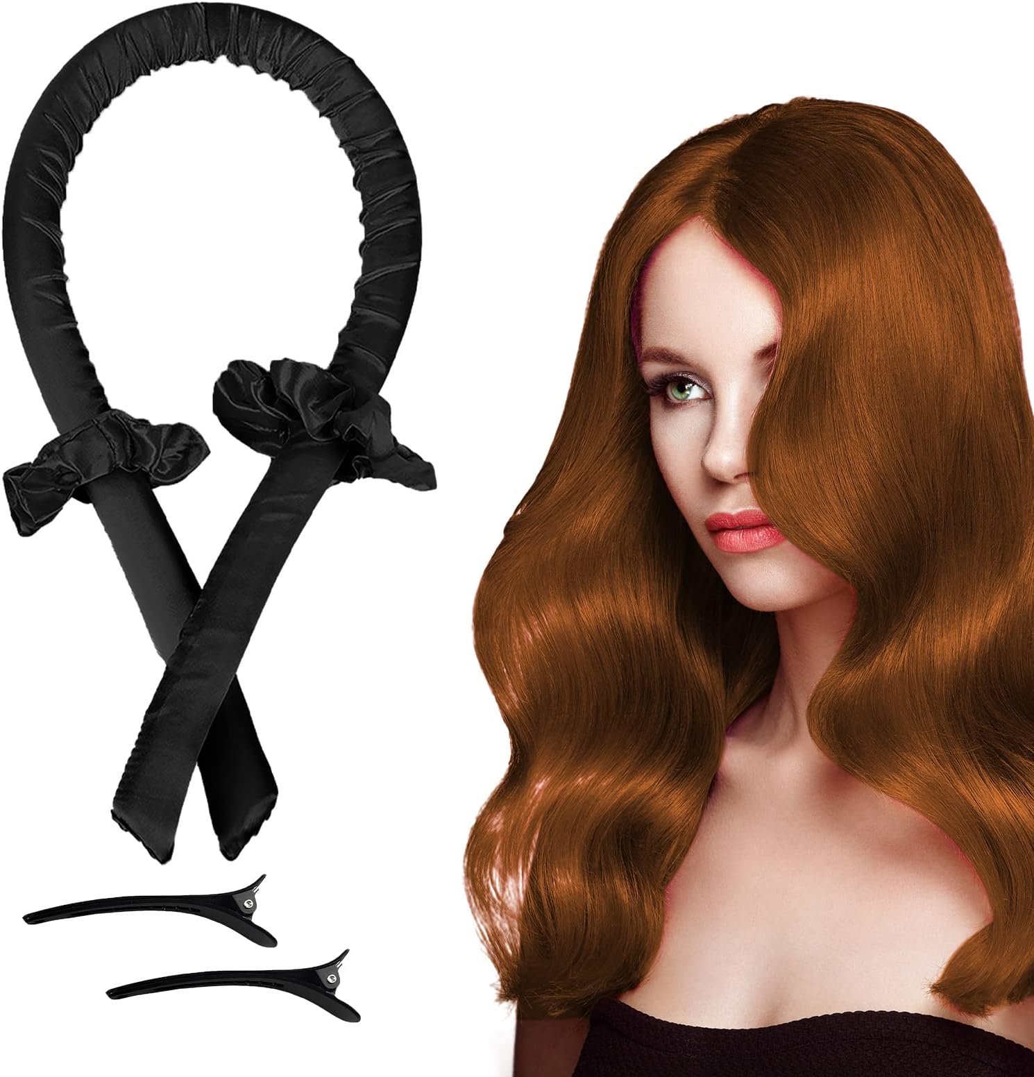 HIJJJPSHeatless Hair Curler Overnight Hair Curler Headband So Your Every Day with a Different New Hairstyle Heatless Curling Rod Headband it Doesn't Hurt Your Hair (Black)