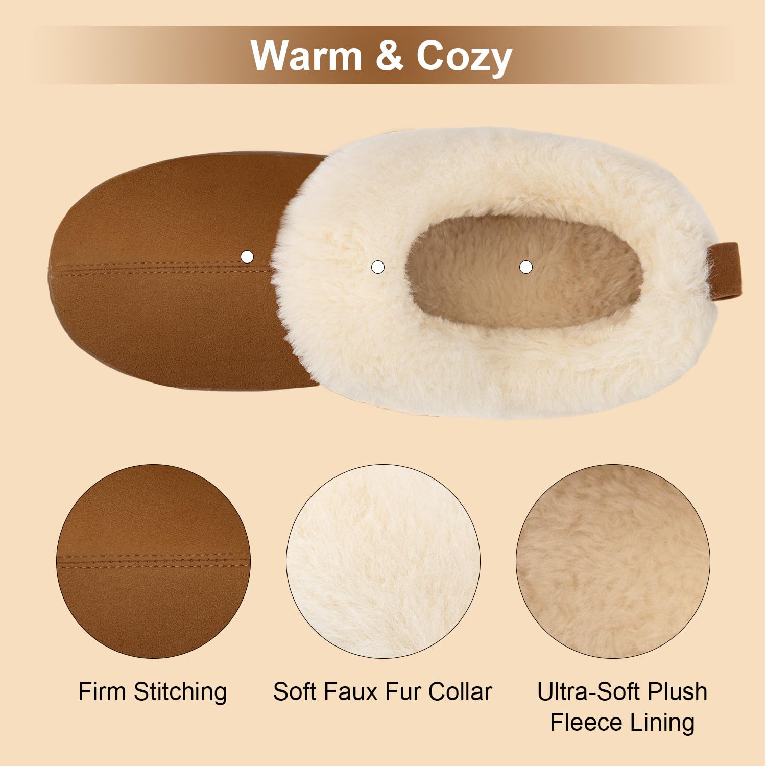 FamilyFairy Damen-Hausschuhe aus Memory-Schaum, warm, gemütlich, Mikro-Wildleder, Hausschuhe, mit flauschigem Plüschfutter und Kragen, rutschfeste Winterschuhe für drinnen und draußen