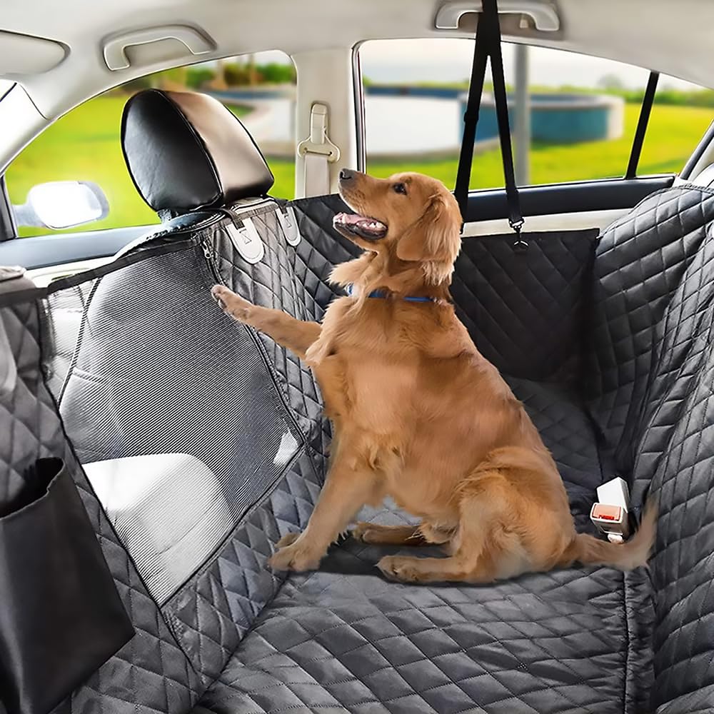 Funda Protector Coche Perros para Jeep WrangIer UnIimited 4(IV) JI 2018-2025 | Funda Protectora para Asientos de Mascotas | con Rejilla Flexible Pasar Aire Impermeable