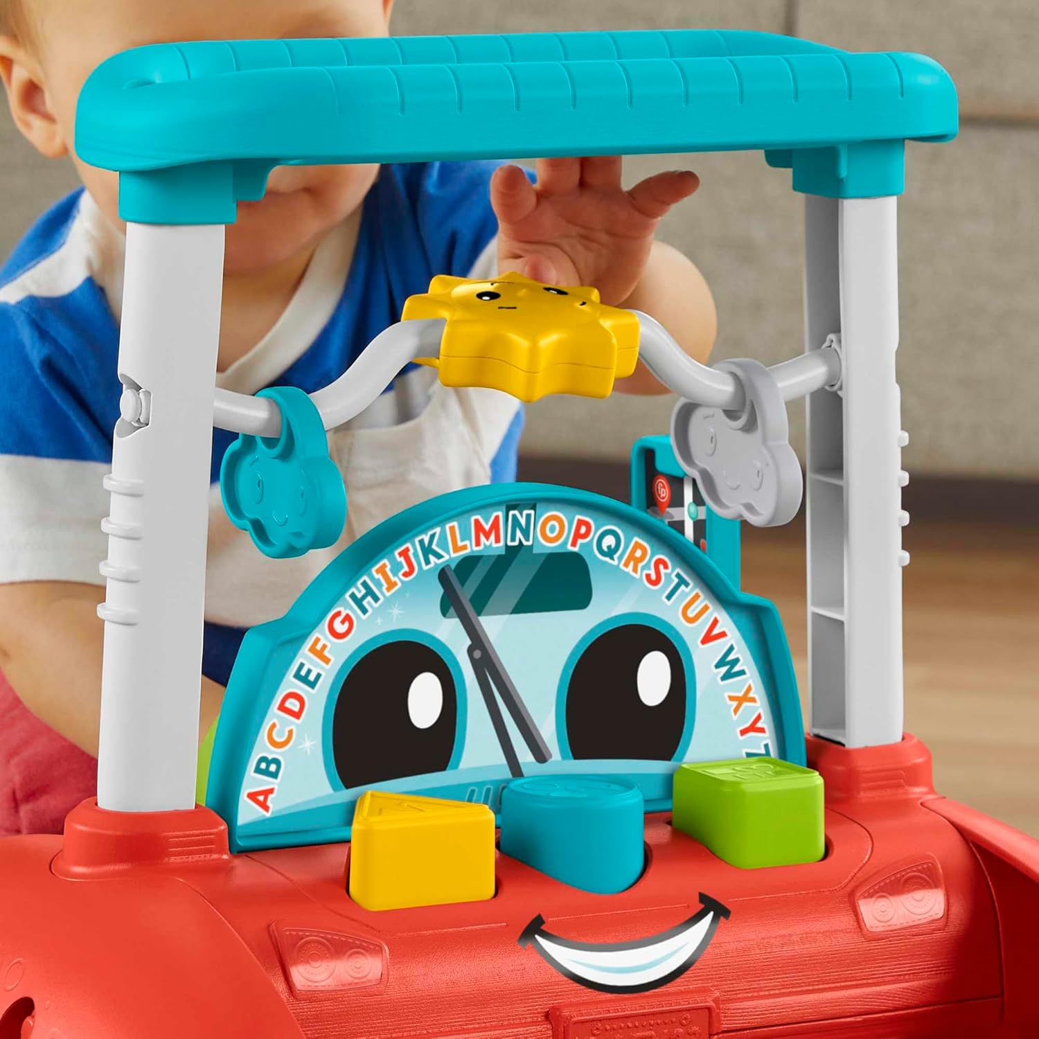 Fisher-Price ​​ 2-Sided Steady Speed Walker, car-Themed Baby Walker with 2 Sides of Interactive Activities and Learning Songs​ and Sounds, UK English Edition, HJP47