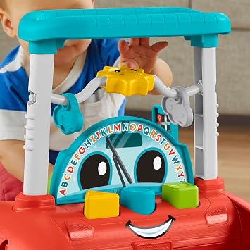 Fisher-Price 2-Sided Steady Speed Walker, car-Themed Baby Walker with 2 Sides of Interactive Activities and Learning Songs and Sounds, UK English Edition, HJP47