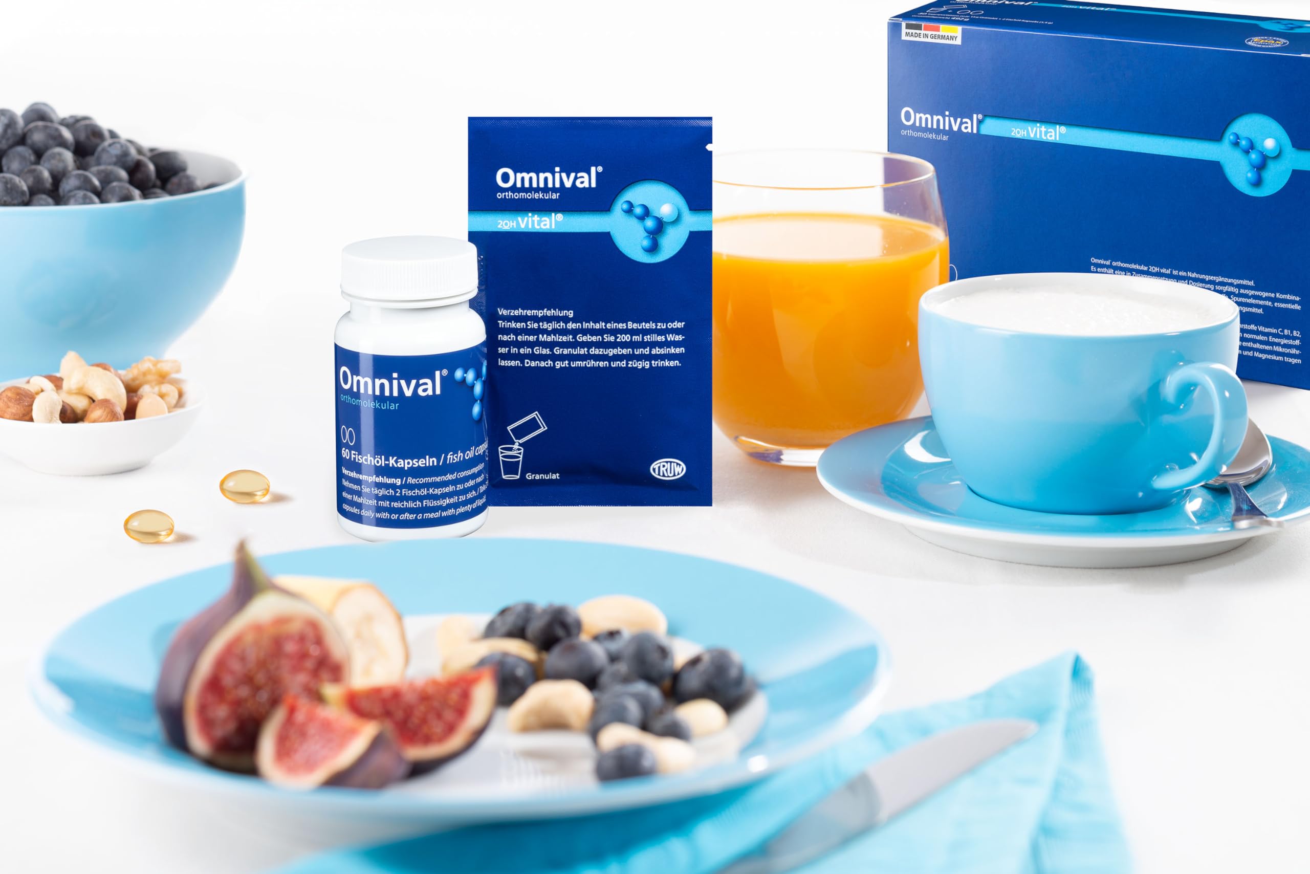 Vital - Granulat & Fischöl Kapseln, Vitamin-Mineralstoff | Immun Komplex gegen Müdigkeit und Erschöpfung, Orthomolekulares Nahrungsergänzungsmittel, Immunsystem (30 Tage)