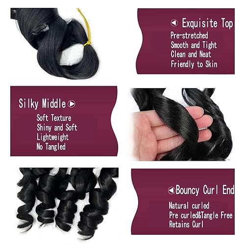 Miniatura 6 de 8 paquetes de cabello rizado francés trenzado de 24 pulgadas, ondulado, suelto, espiral, rizado, de ganchillo para mujeres negras, cabello trenzado