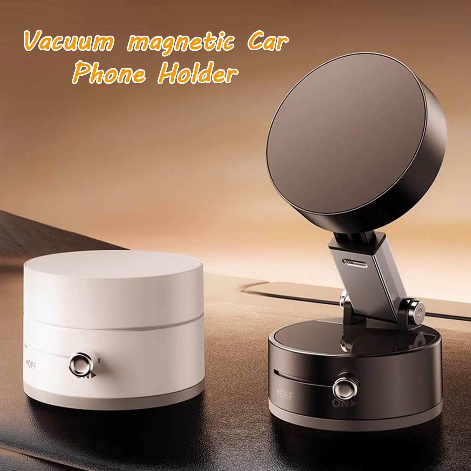 Soporte de Teléfono con Ventosa Magnética al Vacío para Mercedes Benz E Klasse E400d E450 E53/E63/E63s, Soporte de Teléfono Retráctil Plegable con Una Sola Mano para Auto,2pcs-Black