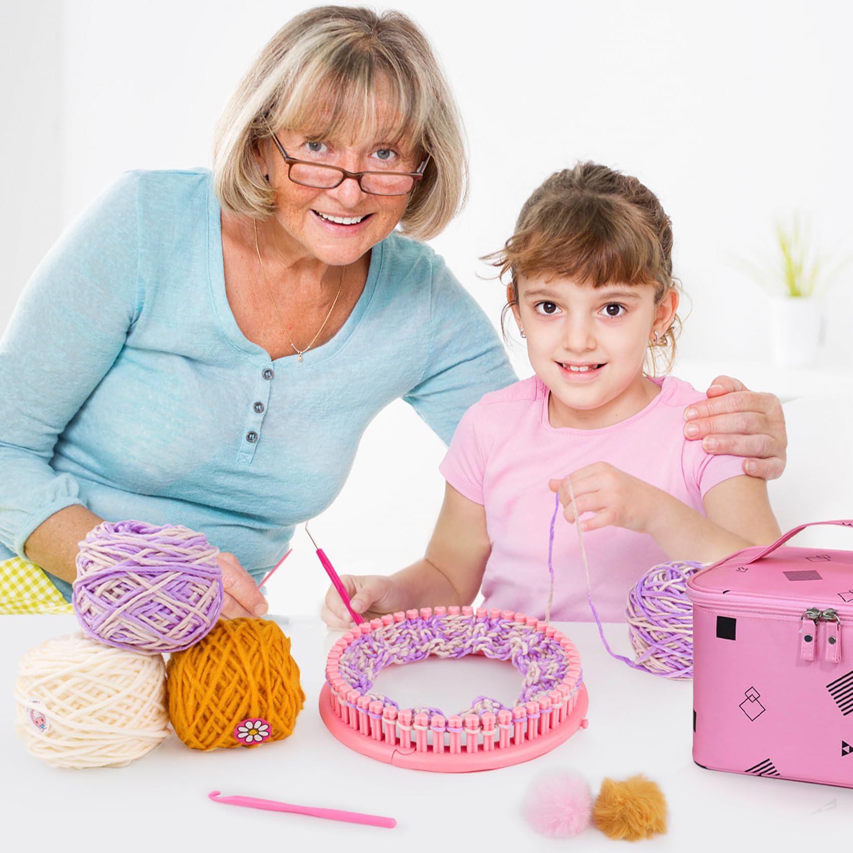 AHCo. Kit de telar de tejer para principiantes, juguete creativo de manualidades para niñas de 7, 8, 9, 10, 11, 12 años, con bolsas de almacenamiento, hilos y herramientas de tejido, fantásticos 9