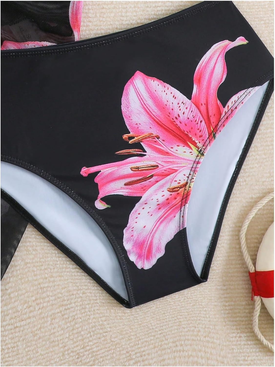 Girls 3 Piece Bikini Set Halter Triangle Top Floral Print Mid Waist Bottom Cover Up Skirt Cute Swimwear Blue - Image 6