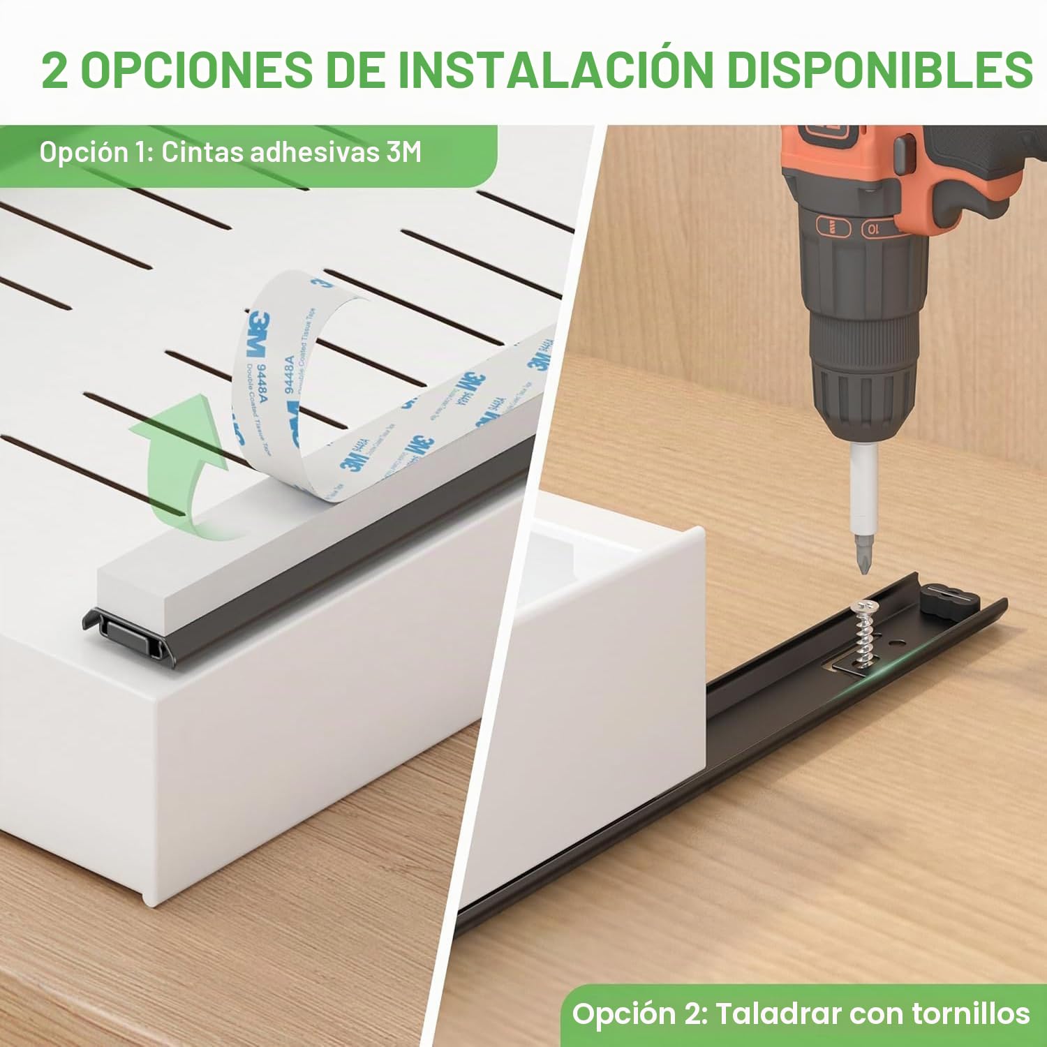 Bandejas Extraibles Armarios Cocina，Paquete de 2 Cajones Extraibles para Cocina， Bandeja Armario Telescópico Adhesivos，Cajones Deslizables y Estantes para la Despensa, Ancho Ajustable de 32 a 53 CM