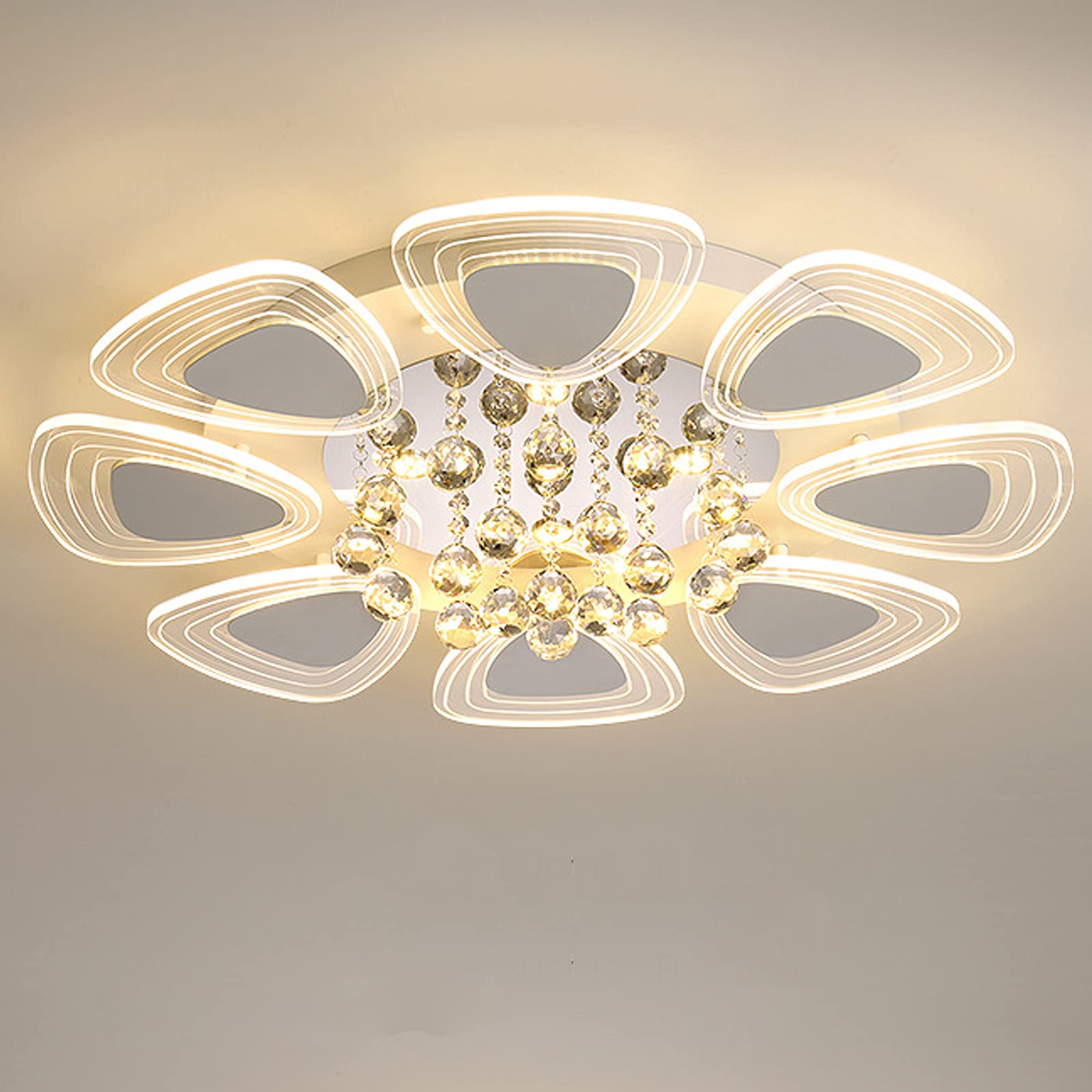 Moderna lampada da soffitto a LED in cristallo, lampada da soffitto in cristallo, lampada da soffitto rotonda, pannello in acrilico, dimmerabile con telecomando per sala da pranzo, soggiorno, camera