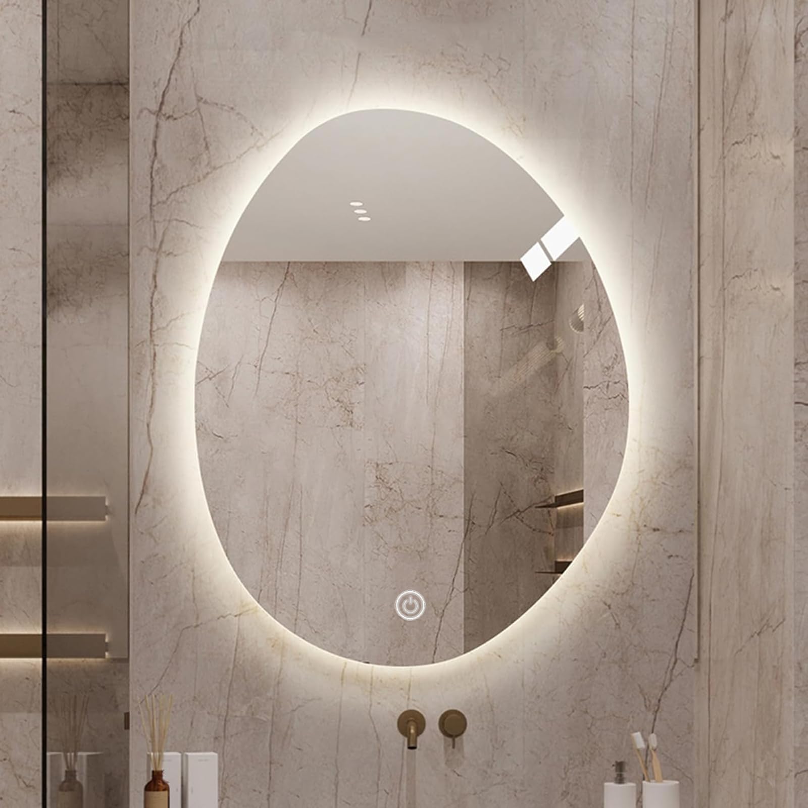 Espejo De Pared Irregular Sin Marco Con Luz LED, Espejo De Baño