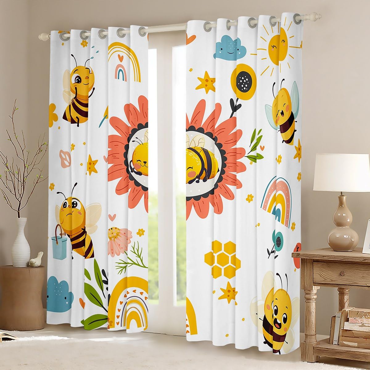 Erosebridal Sunflower Bee Curtains 84
