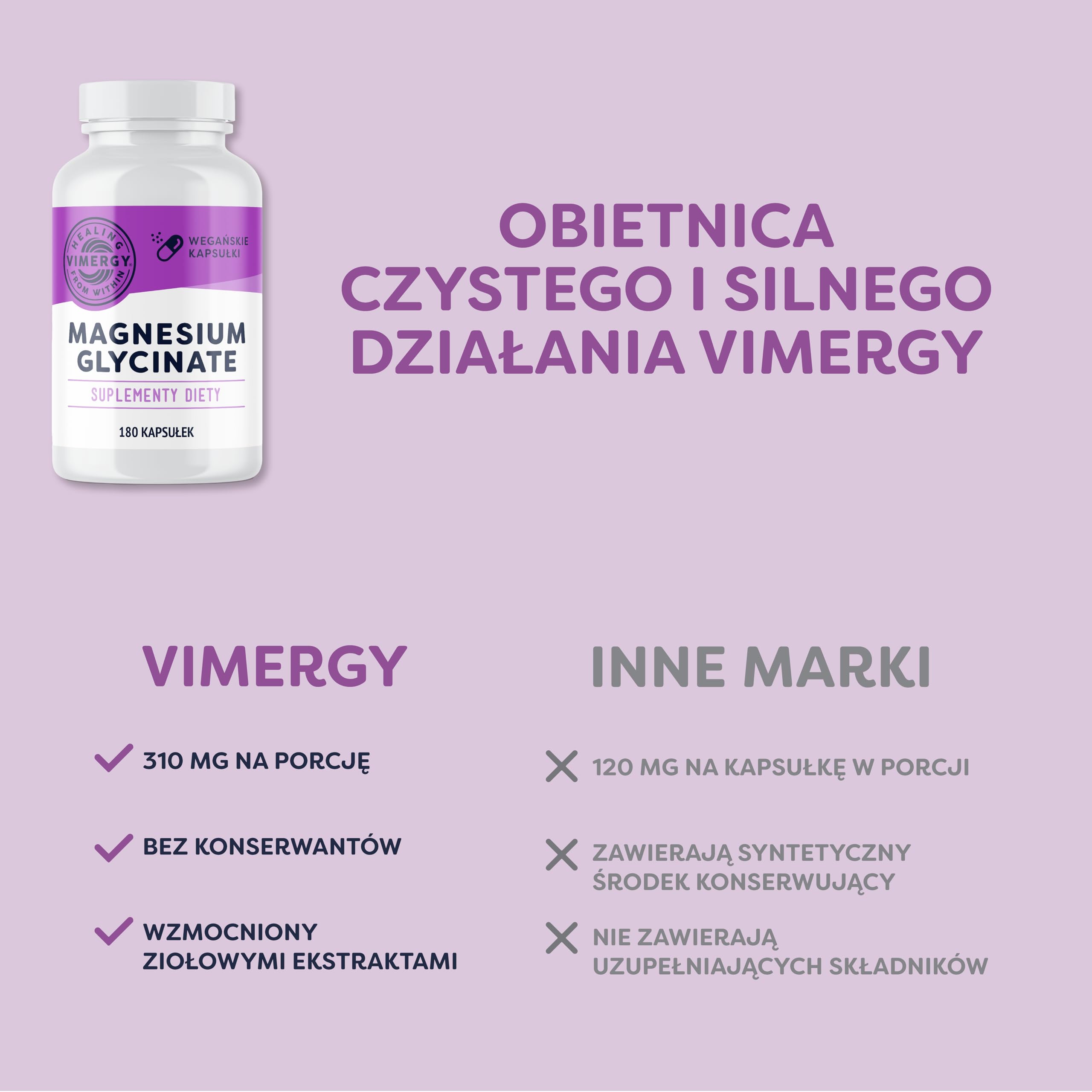 Vimergy Glicynian Magnezu Suplement Mineralny – 90 Porcji – Wspomaga Energię i Zmniejsza Zmęczenie – Suplement Magnezu Przyjazny dla Brzucha – Kurkuma i Imbir – Bezglutenowy, Bez GMO – Keto/Paleo