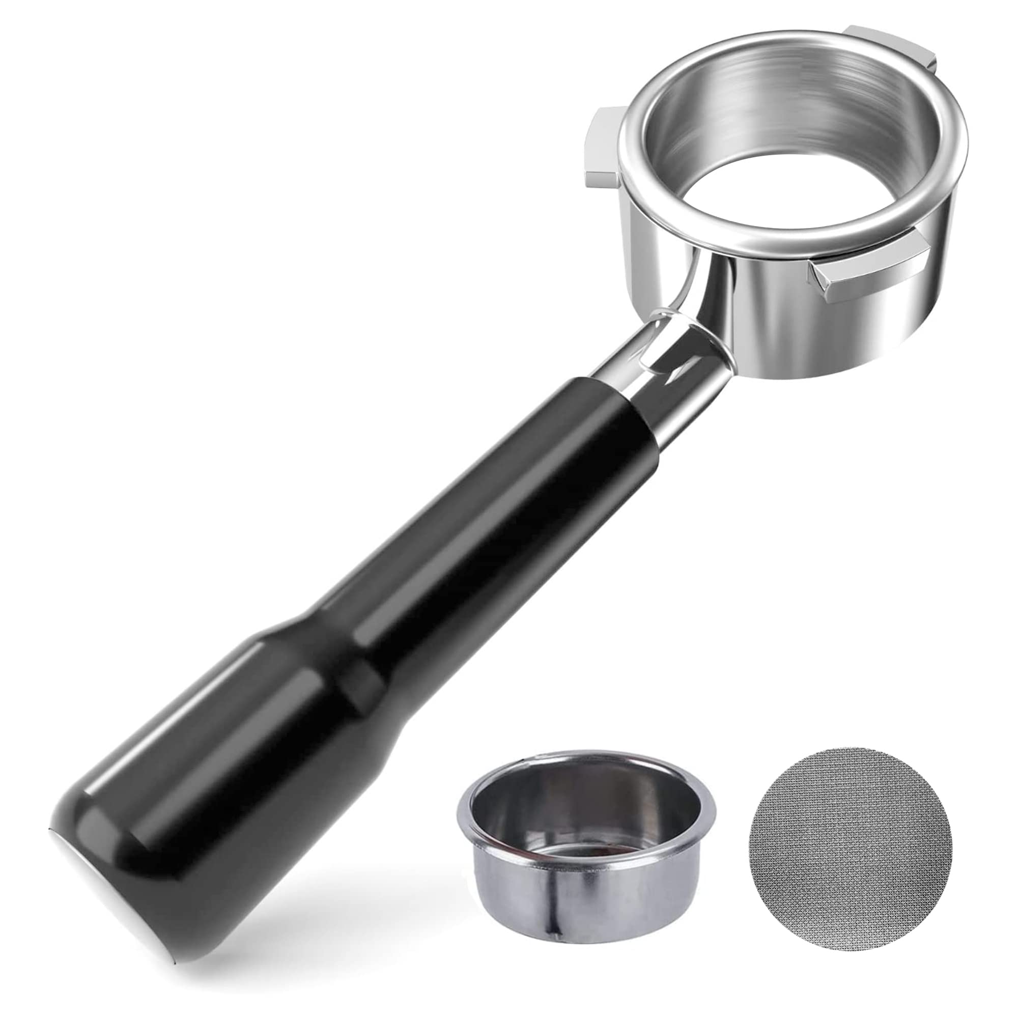 visvold 54mm Bottomless Portafilter & 53.5mm Espresso Puck Screen for Breville Barista Express, Pro, Touch, Bambino Plus, Infuser and Duo-Temp Pro Espresso Machine, ABS Handle Black