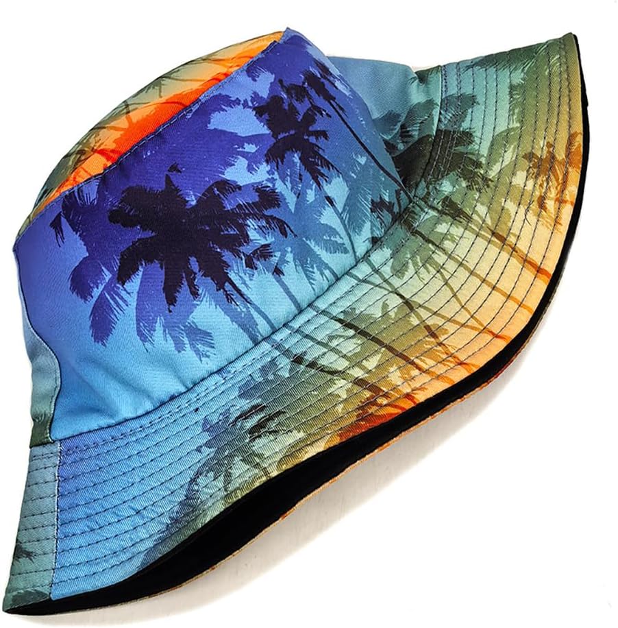Coconut Tree Print Bucket Hat,Beach Sun Hat Fisherman Hats for Mens Womens - Image 5
