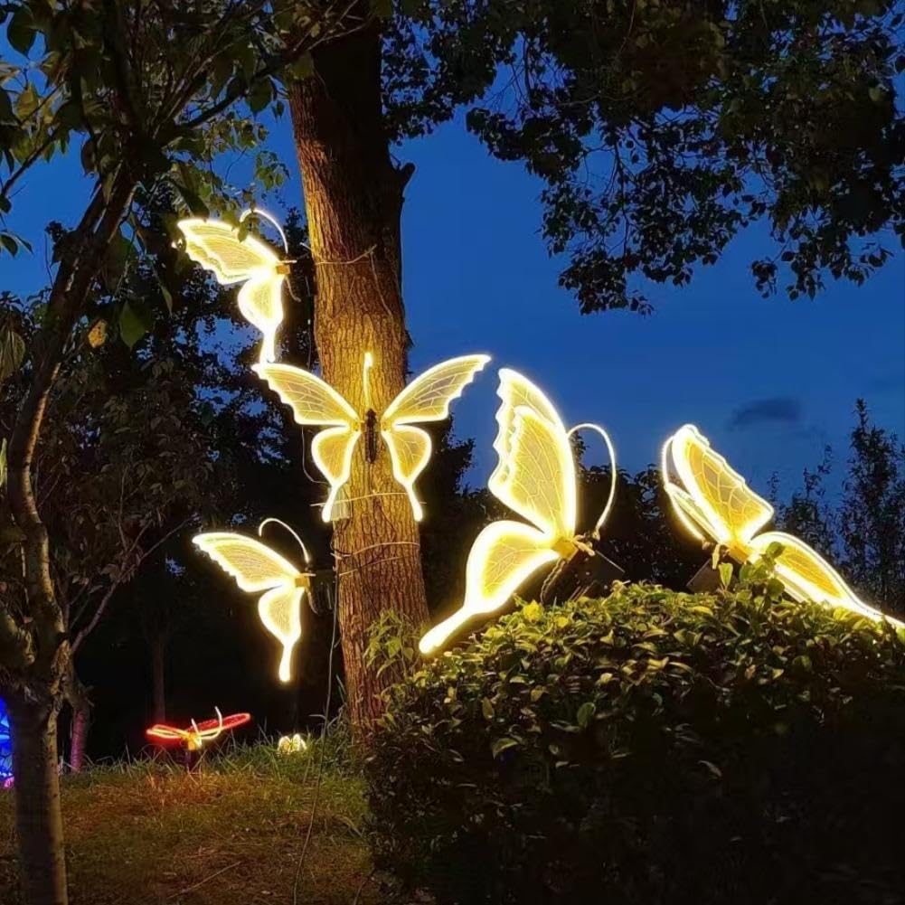 Mariposa móvil grande con luz LED de 15.8 pulgadas, luminosa animada (EE