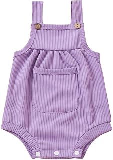 Bodysuit Infant Ribbed Suspender Baby Solid Girls Boys Romper Pocket Girls Romper&Jumpsuit 4th of July Baby
