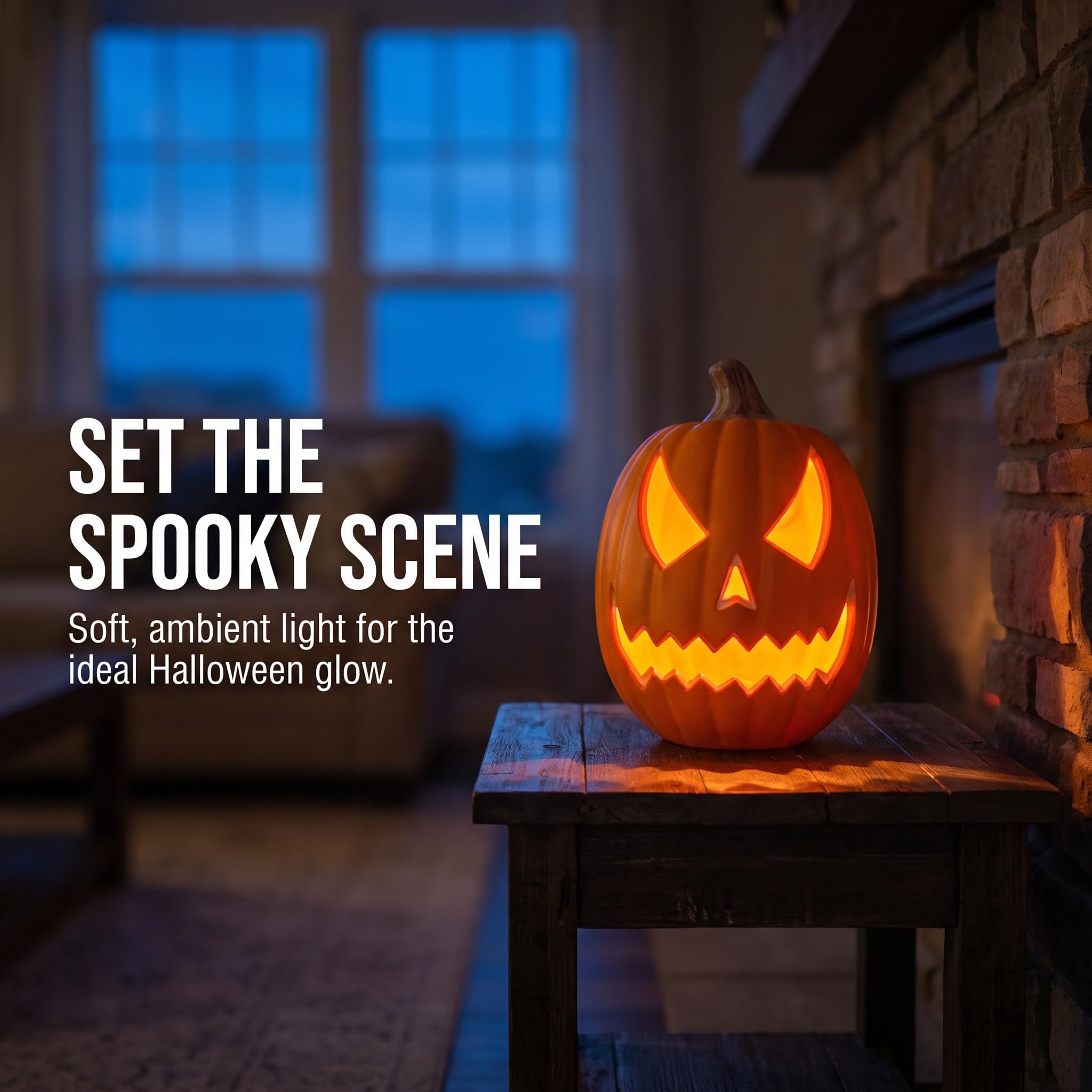 OSALADI Latarnia dyniowa na Halloween - Jack-O Lantern z diodami LED | Plastikowy lampion w kształcie dyni na Halloween, dekoracja okienna, bez baterii, 11,8 x 8,7 x 8,7 cala