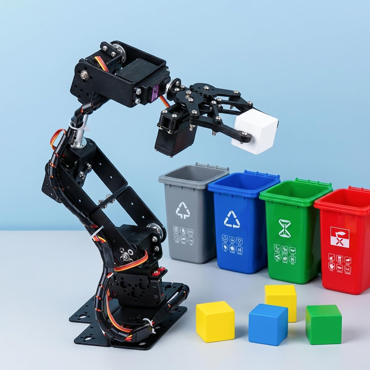 Tissting 6DOF Kit de Garra de Abrazadera de Brazo Mecánico Robot, Partes de Robot | Industrial 6 Axis Manipulator con 6 Servomotores para la Universidad Enseñando Proyectos