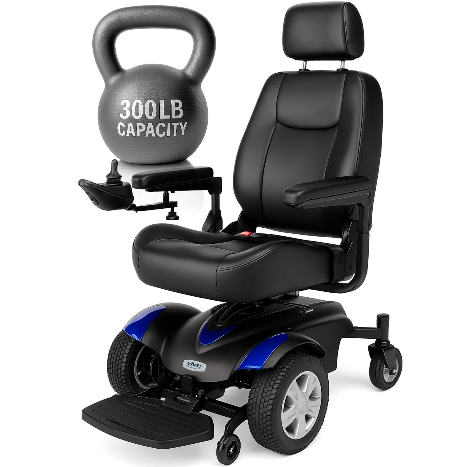 Vive Mobility Electric Wheelchair - Portable Power Transport Chair - Battery Powered, Lightweight, Foldable for Adults - Folding Motorized for Seniors - Comfortable Seat Cushion - Compact, All Terrain