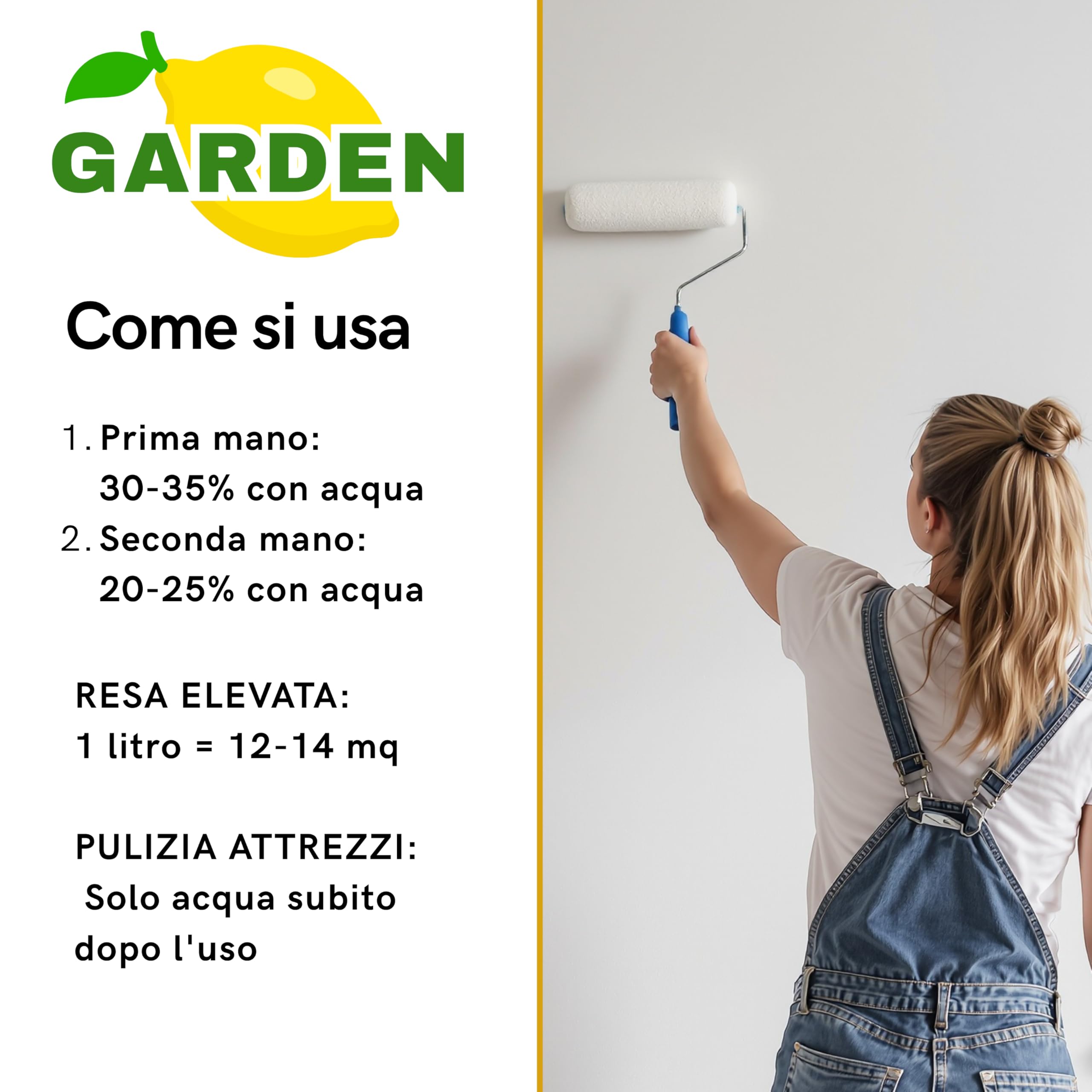 laiv Pittura Traspirante Igienizzante per Interni al Profumo di Limone – Ideale per Bagni e Cucine – 13 LT - Alta Copertura e Resa 12–14 m²/L – GARDEN