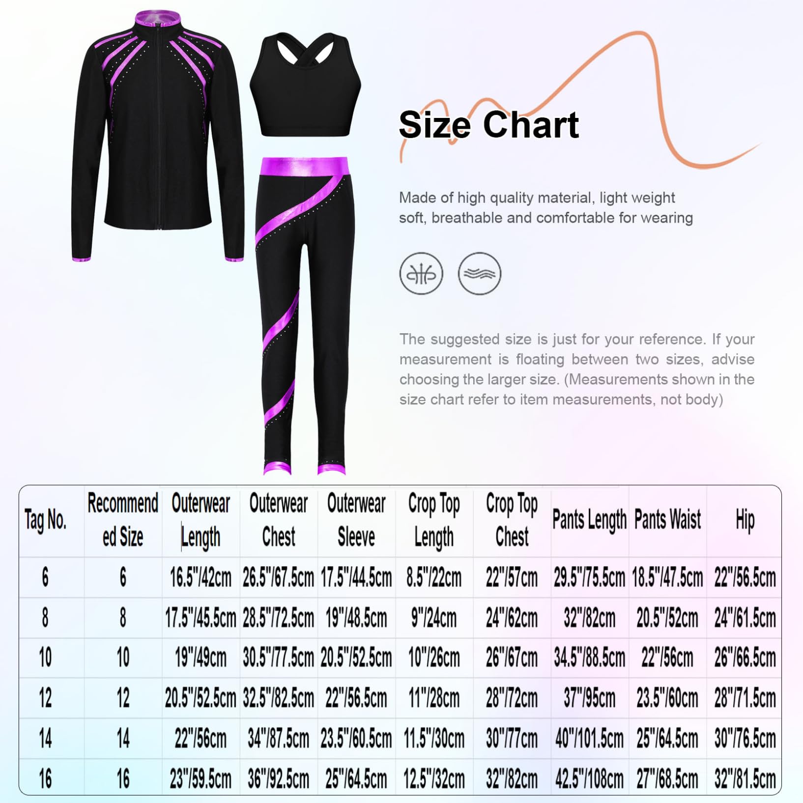 Oyolan Ensemble Veste Patinage Artistique et Pantalon Strass Brillant Tenue Gymnastique Danse 5-16 Ans Argenté 11-12 ans