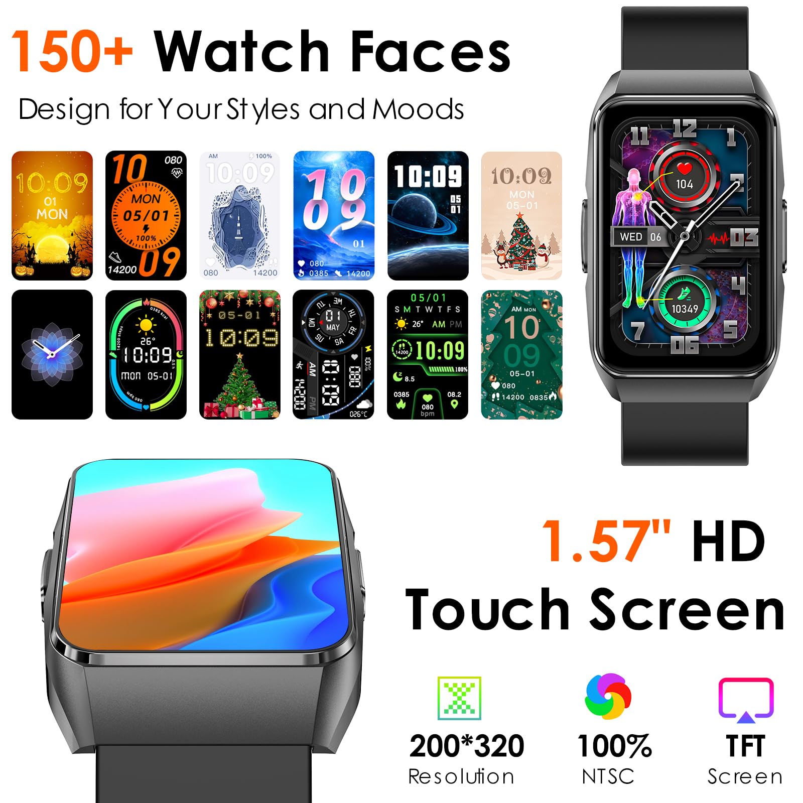 2025 Smartwatch con ECG/HRV/Lipidi/Acido Urico/BMI/Sonno,1.57"Curvo 𝐆li𝐜𝐞𝐦𝐢𝐚 Orologio Uomo Fitness con 24h 𝐩𝐫𝐞𝐬𝐬𝐢𝐨𝐧𝐞 𝐬𝐚𝐧𝐠𝐮𝐢𝐠𝐧𝐚/Temperatura Corporea/Cardiofrequenzimetro