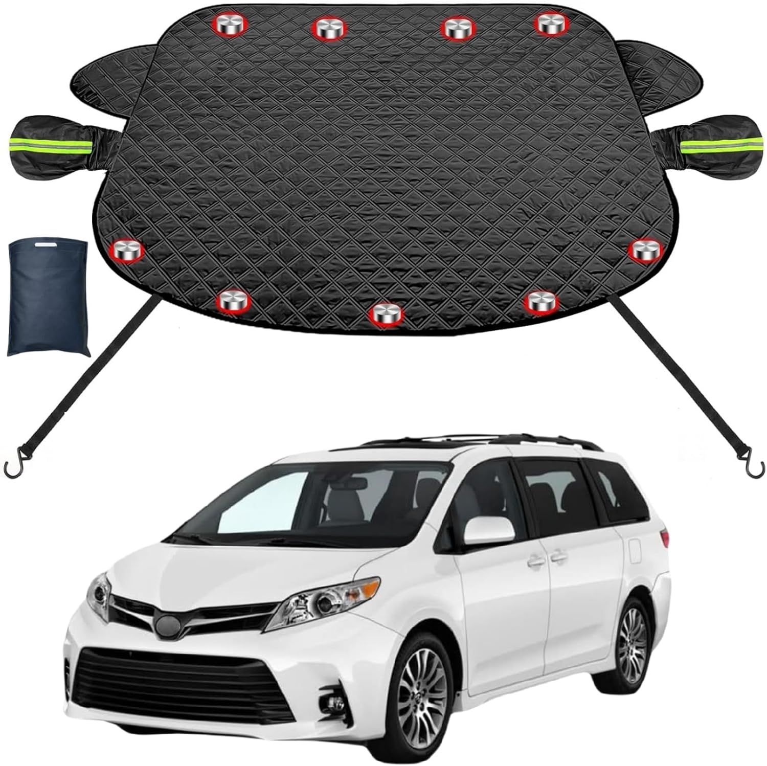Car Windshield Snow Cover for Toyota RAV4 2026-2019 Custom Fit Crossover LE XLE Premium XLE Adventure Hybrid Prime, Windshield Cover for Ice and Snow Magnetic Anti-Snow Cover with Side Mirror Covers