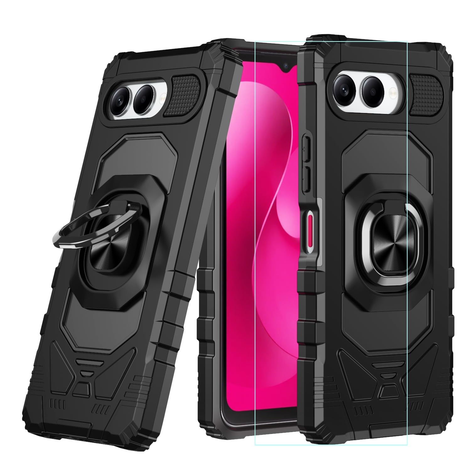 Amazon.com: for Revvl 8 Phone Case with Screen Protector,Tmobile Revvl 8 5G  Case Built-in Magnetic Ring Stand,Dual Layer Military Grade Protection  Rugged Shockproof Corner Cover for T-mobile Revvl 8 Black : Cell